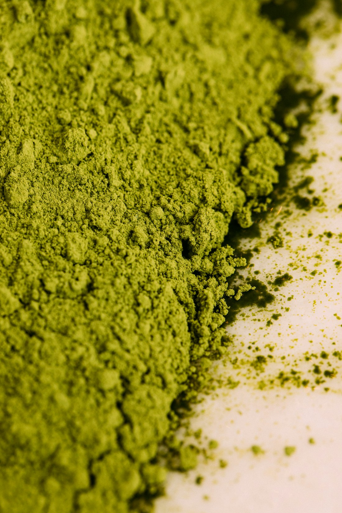 Vibrant green matcha powder
