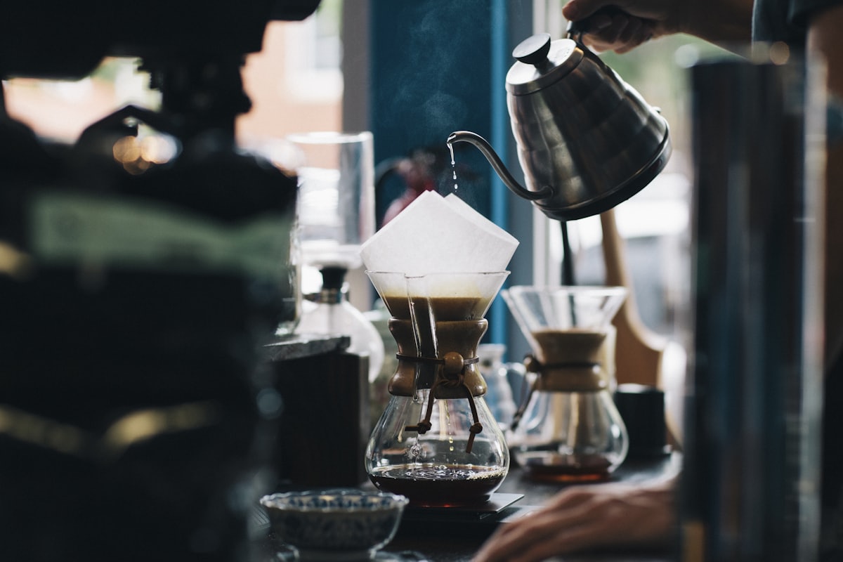 Pour-over coffee being brewed